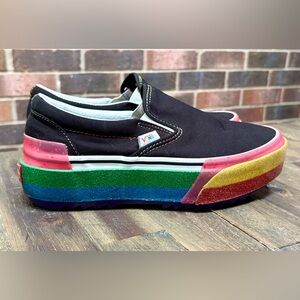 Vans Classic Slip-On Stacked Platform - Glitter - Black Rainbow - M 6.0 / W 7.5